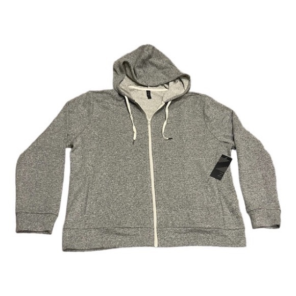 New Z by Zella On Time Terry Zip Hoodie in Gray Size XXLarge - Picture 1 of 4